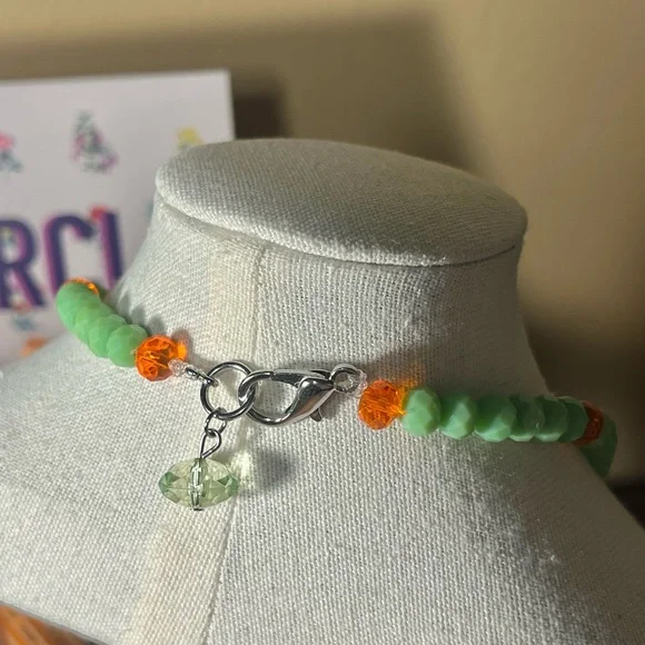 Murano Jade Green & Orange Glass & Shell 🐚 Handmade Artisan Jewelry set. - Picture 6 of 8